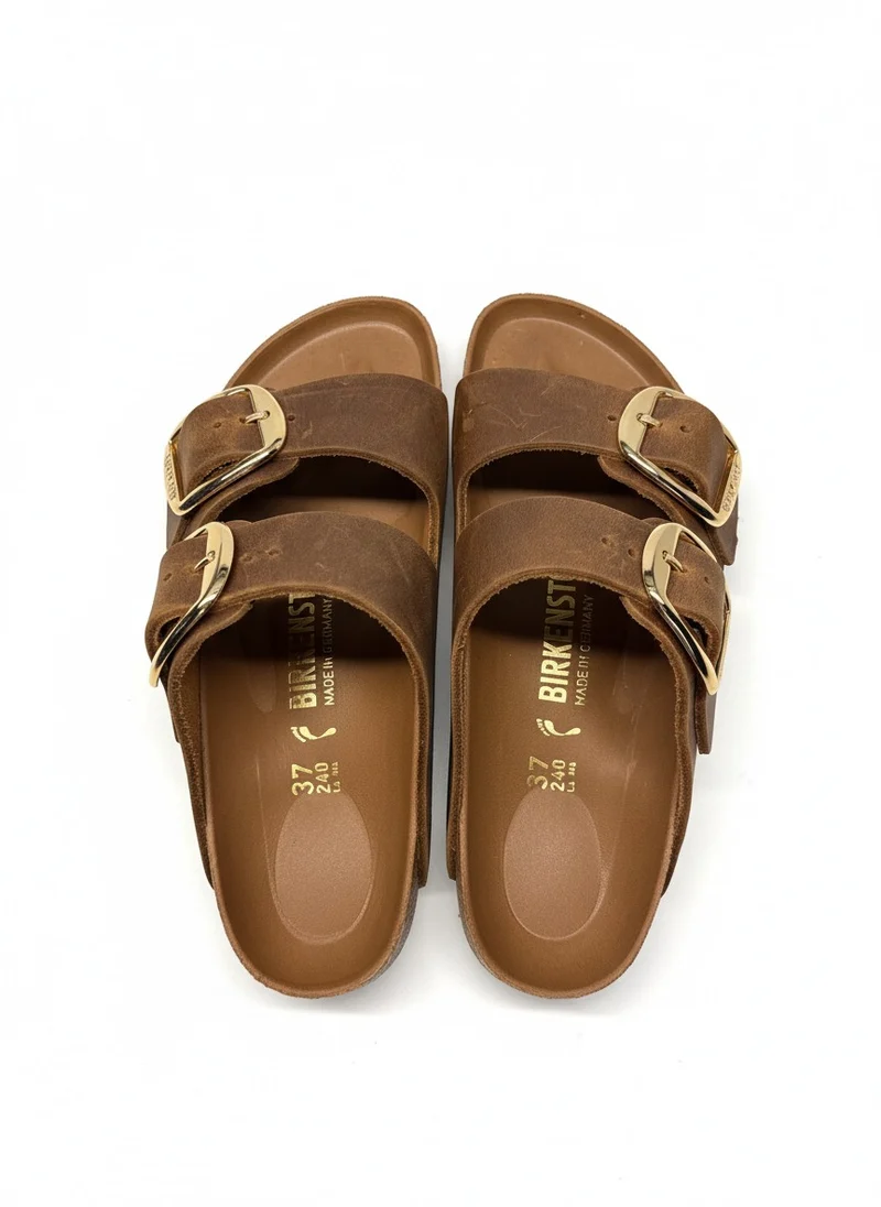 Arizona Big Buckle Oiled Leather Women Narrow cognac