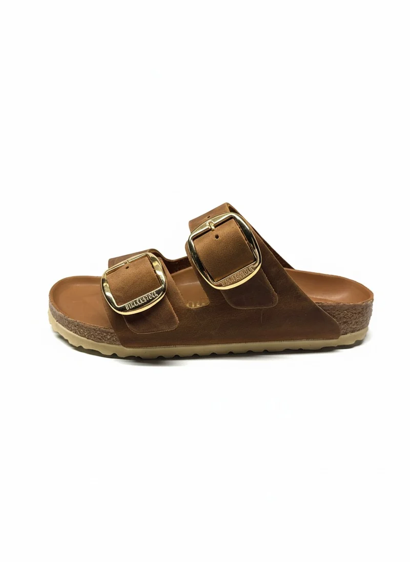 Arizona Big Buckle Oiled Leather Women Narrow cognac
