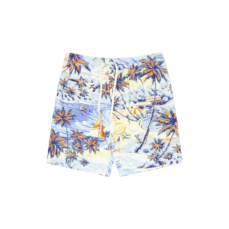 9-Inch Tropical-Print Terry Short Hawaiian Beach Bazaar