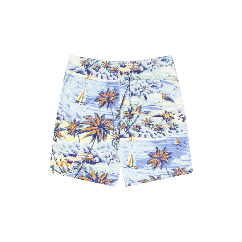 9-Inch Tropical-Print Terry Short Hawaiian Beach Bazaar