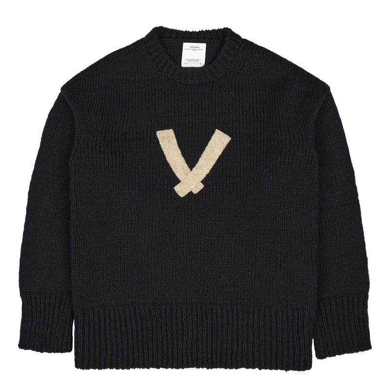 Letterman Crew Knit Navy Navy