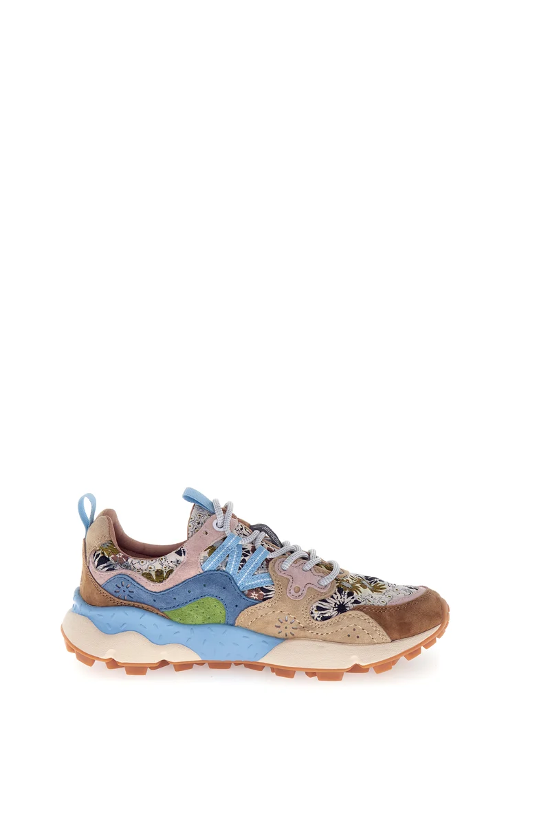 Yamano 3 Woman Suede/Jaquard Flowers Print light brown beige lig