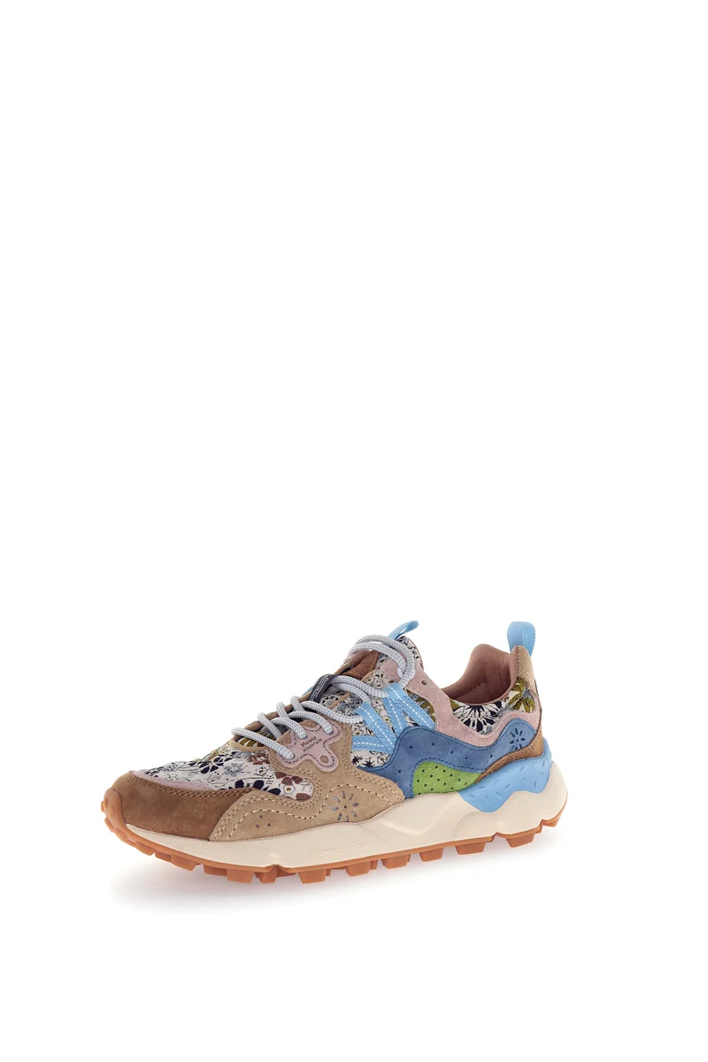 Yamano 3 Woman Suede/Jaquard Flowers Print light brown beige lig