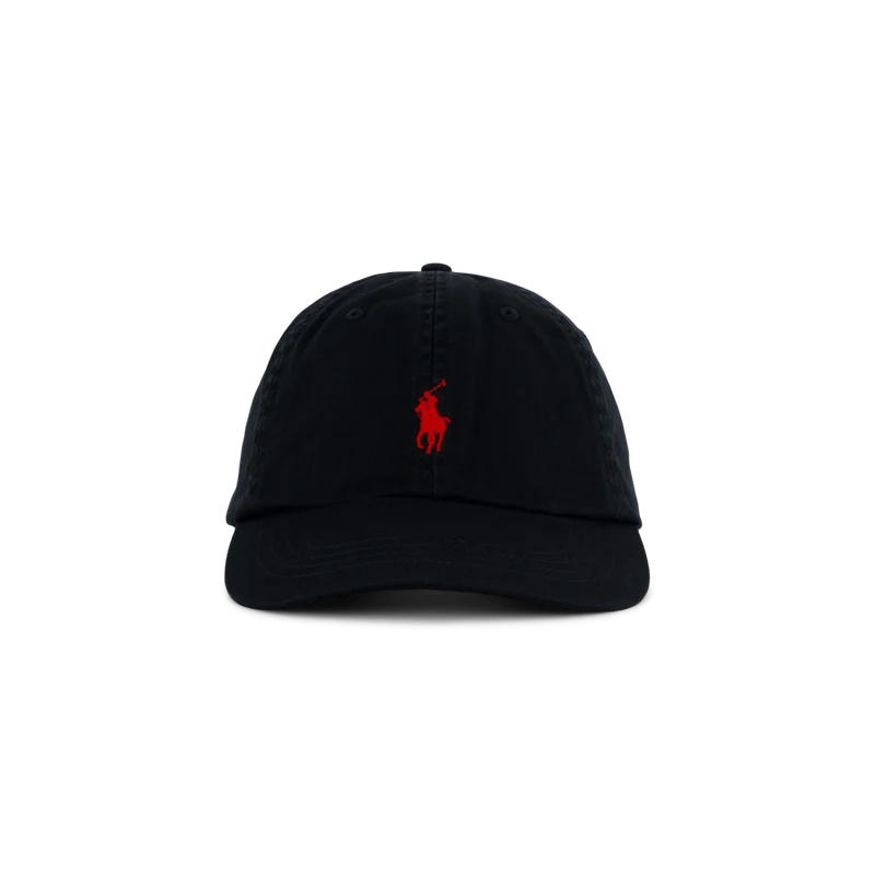 Cotton Chino Ball Cap Polo Black / RL2000 Red