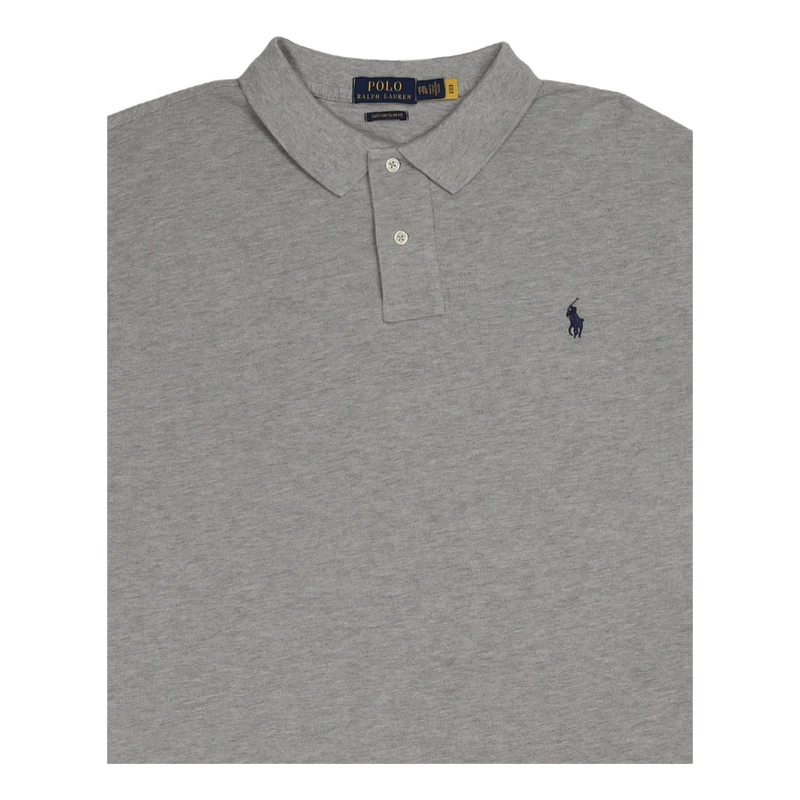 Custom Slim Fit Mesh Polo Shirt Grå