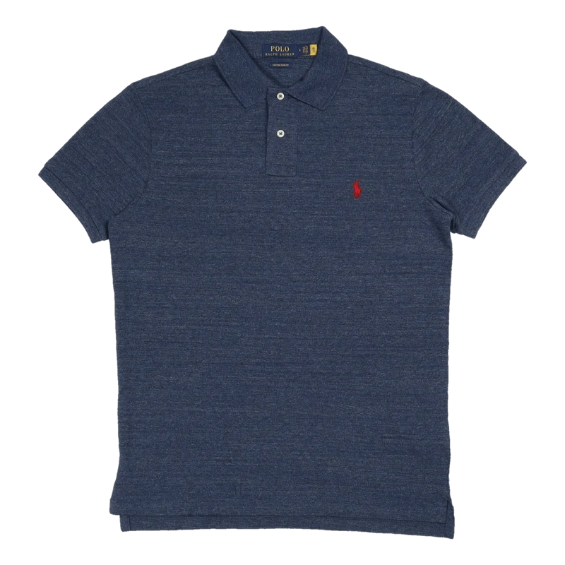 Custom Slim Fit Mesh Polo Shirt Blue