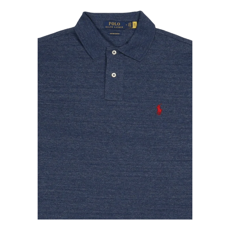 Custom Slim Fit Mesh Polo Shirt Blue