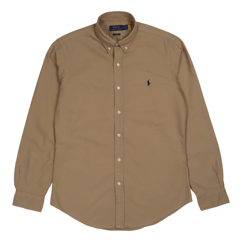 Slim Fit Garment-Dyed Oxford Shirt Surrey Tan