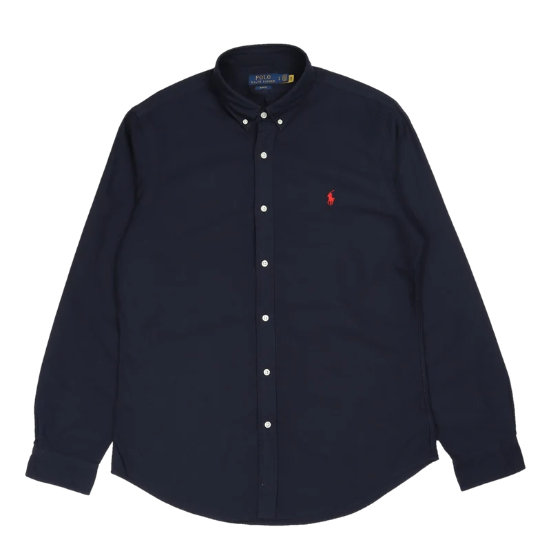 Slim Fit Garment-Dyed Oxford Shirt Navy