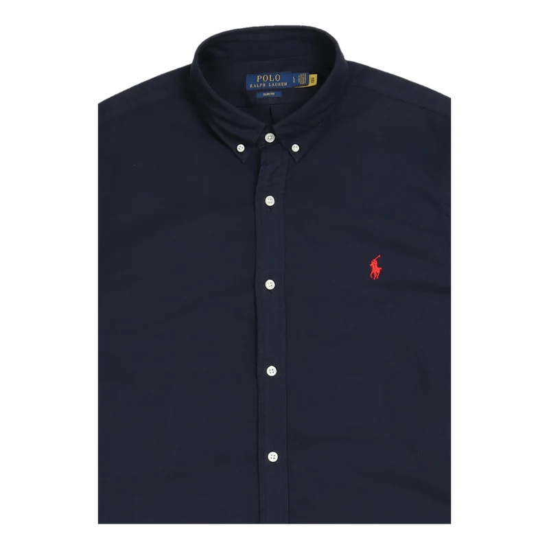 Slim Fit Garment-Dyed Oxford Shirt Navy