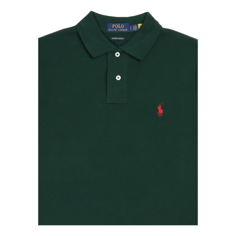 Custom Slim Fit Mesh Polo Shirt Green