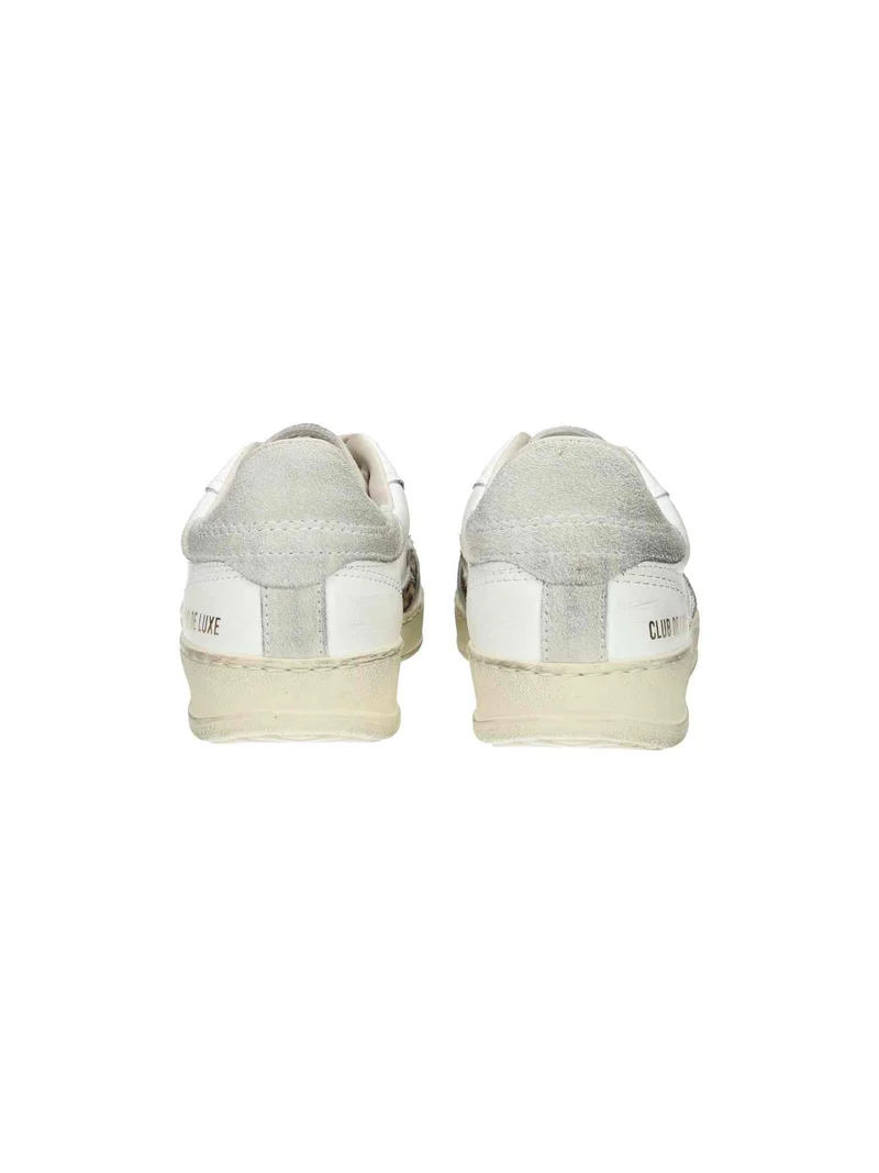 Club Deluxe Torn Canvas Leoprad Print M Logo White Brushed
