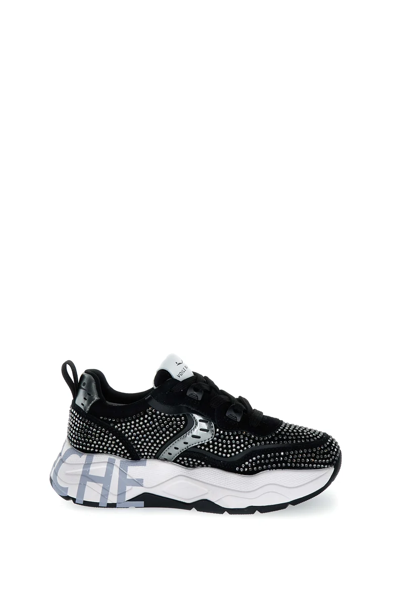 Club105. Suede/Strass black+strass