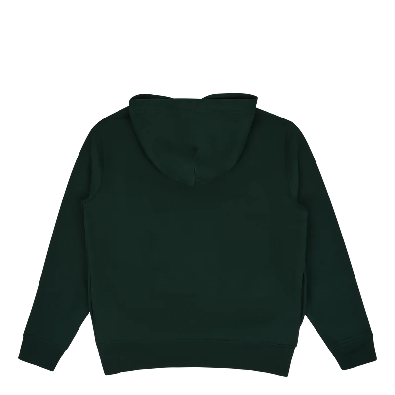 Checked Big Pony Logo Fleece Hoodie College Green