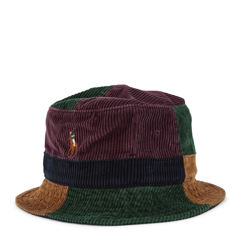 Color-Blocked Corduroy Bucket Hat Dsty Lilac/Mdw Grn/Gldn Brn