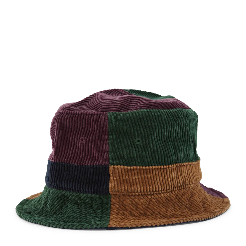 Color-Blocked Corduroy Bucket Hat Dsty Lilac/Mdw Grn/Gldn Brn