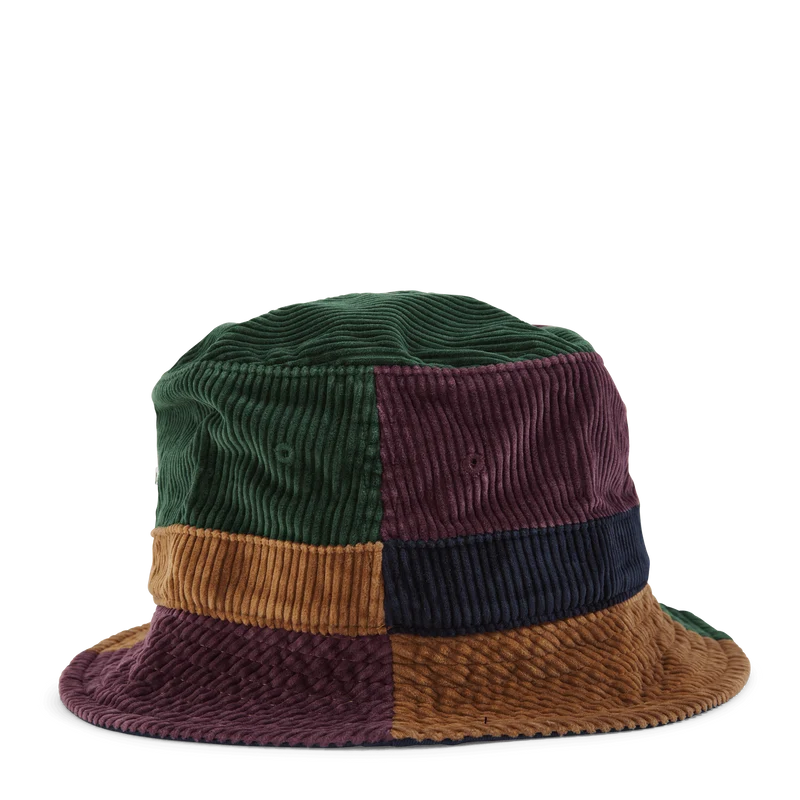 Color-Blocked Corduroy Bucket Hat Dsty Lilac/Mdw Grn/Gldn Brn