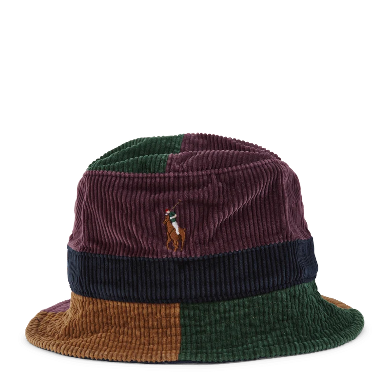 Color-Blocked Corduroy Bucket Hat Dsty Lilac/Mdw Grn/Gldn Brn