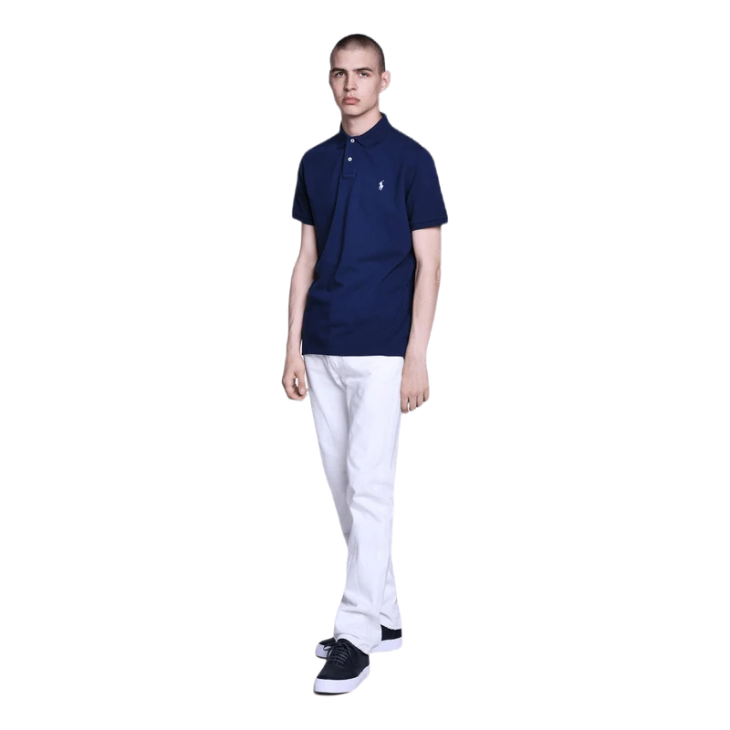 Custom Slim Fit Cotton Mesh Po Blue