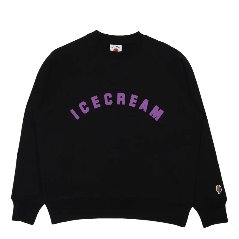 Flock Print Crewneck Black