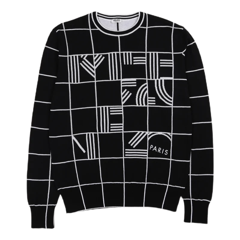 Window Checks Sweater Black