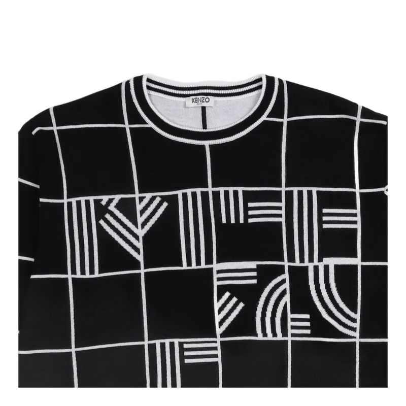 Window Checks Sweater Black
