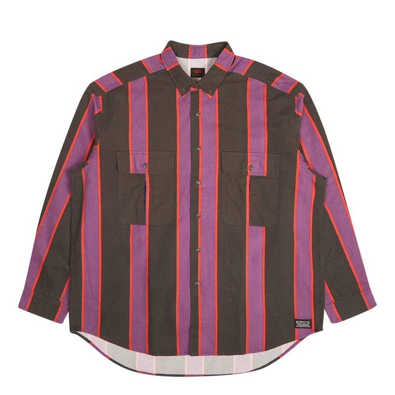 Skate L/s Woven Stripe Black