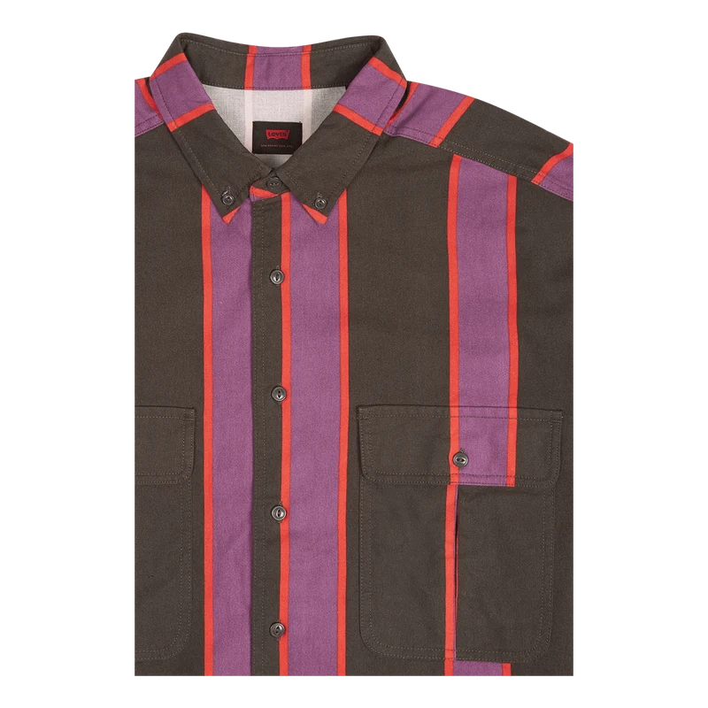 Skate L/s Woven Stripe Black