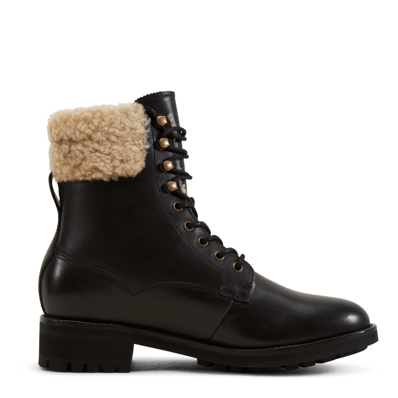 Bryson Leather & Shearling Field Boot Black