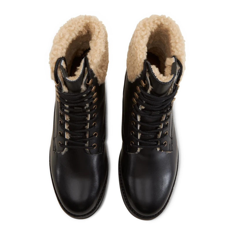 Bryson Leather & Shearling Field Boot Black