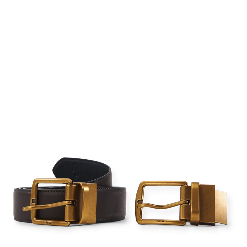 Leather Belt & Card Case Gift Set Brown