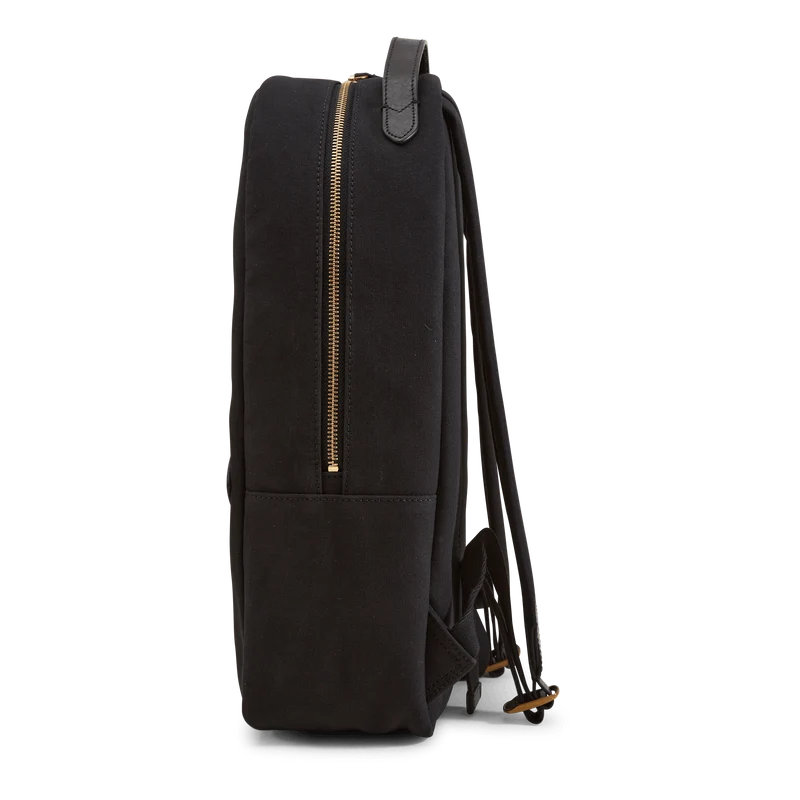 Leather-Trim Canvas Backpack Black/Black