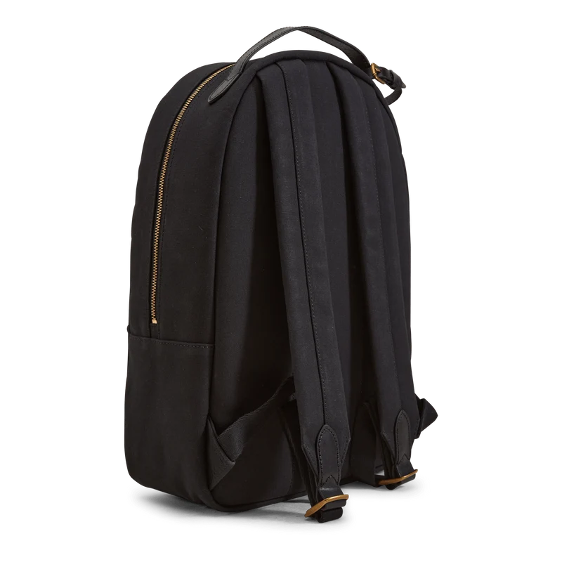 Leather-Trim Canvas Backpack Black/Black