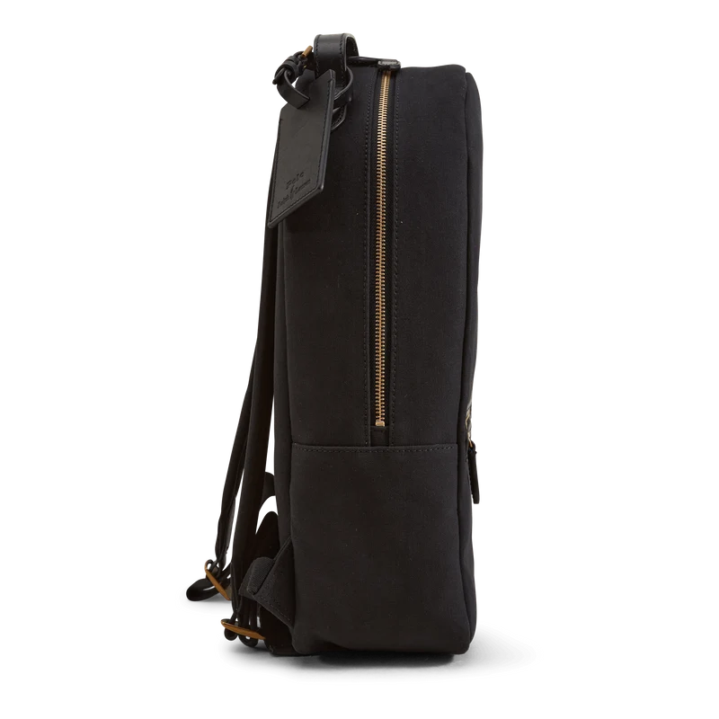 Leather-Trim Canvas Backpack Black/Black