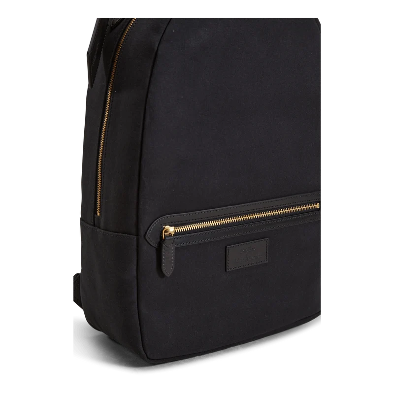 Leather-Trim Canvas Backpack Black/Black