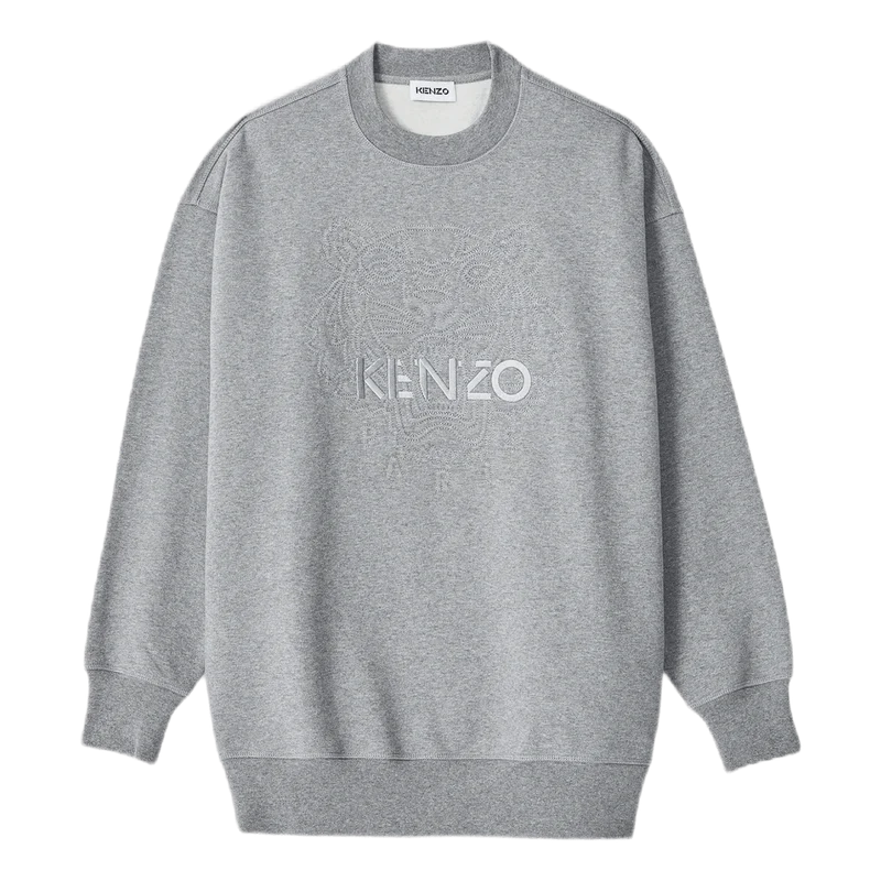 Loose Embossed Tiger Sweatshir Gray