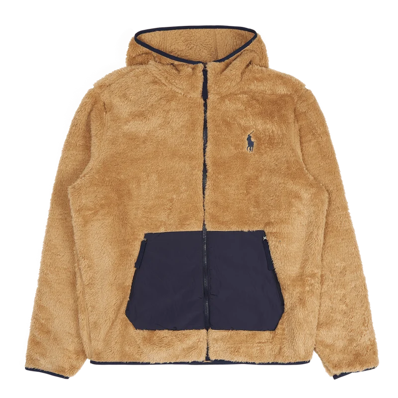 Pile Fleece Full-Zip Hoodie Vintage Khaki/Newport Navy