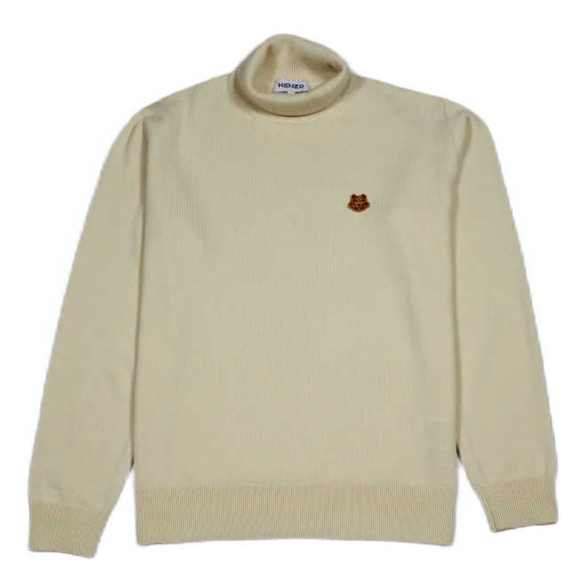 Tiger Crest Turtleneck Jumper Cream