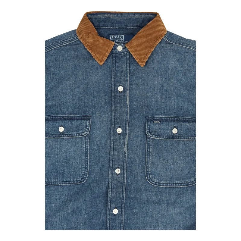 Classic Fit Denim Corduroy-Collar Shirt Northgrove