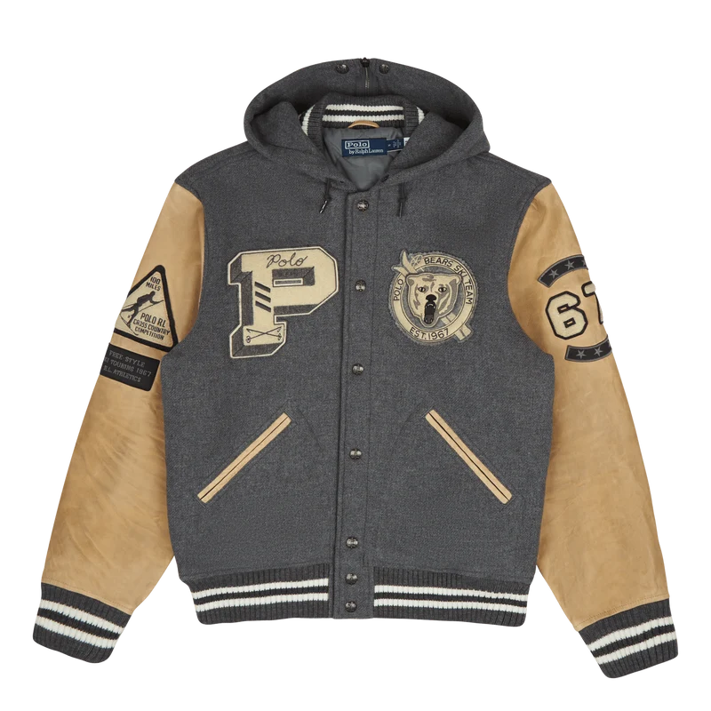 Letterman Wool Hooded Jacket Grey Heather