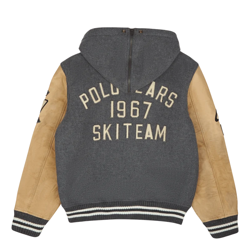 Letterman Wool Hooded Jacket Grey Heather