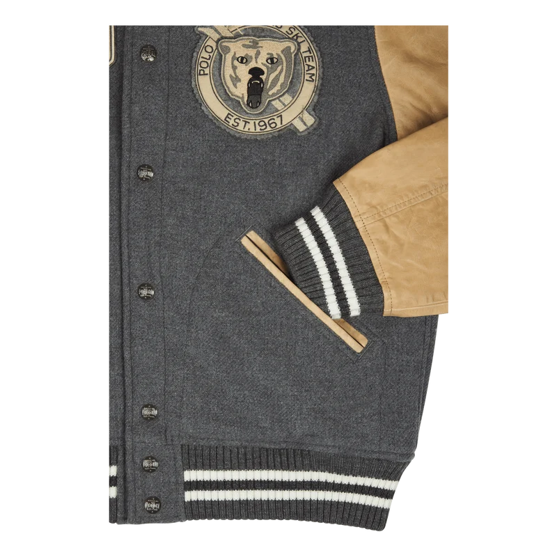Letterman Wool Hooded Jacket Grey Heather