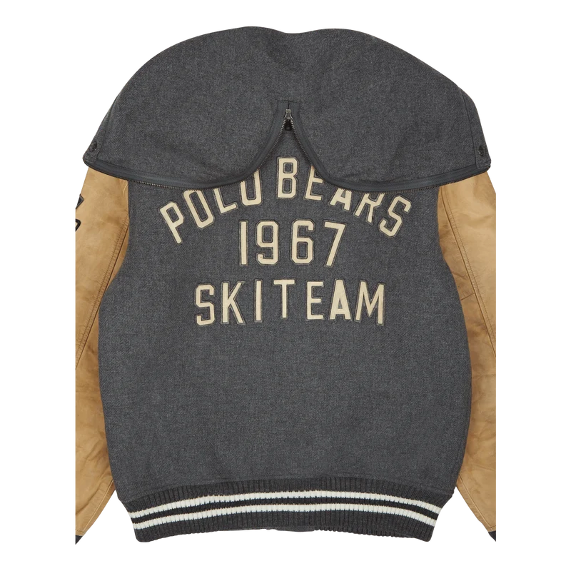 Letterman Wool Hooded Jacket Grey Heather