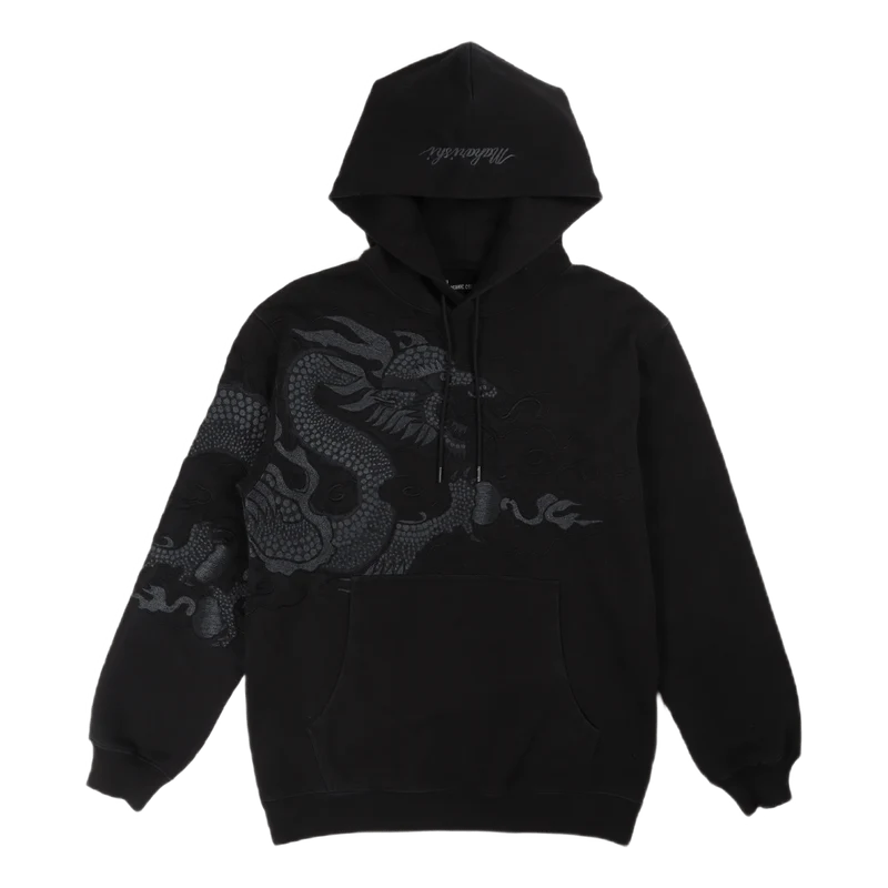 Tibetan Dragon Hooded Sweat Wa Black