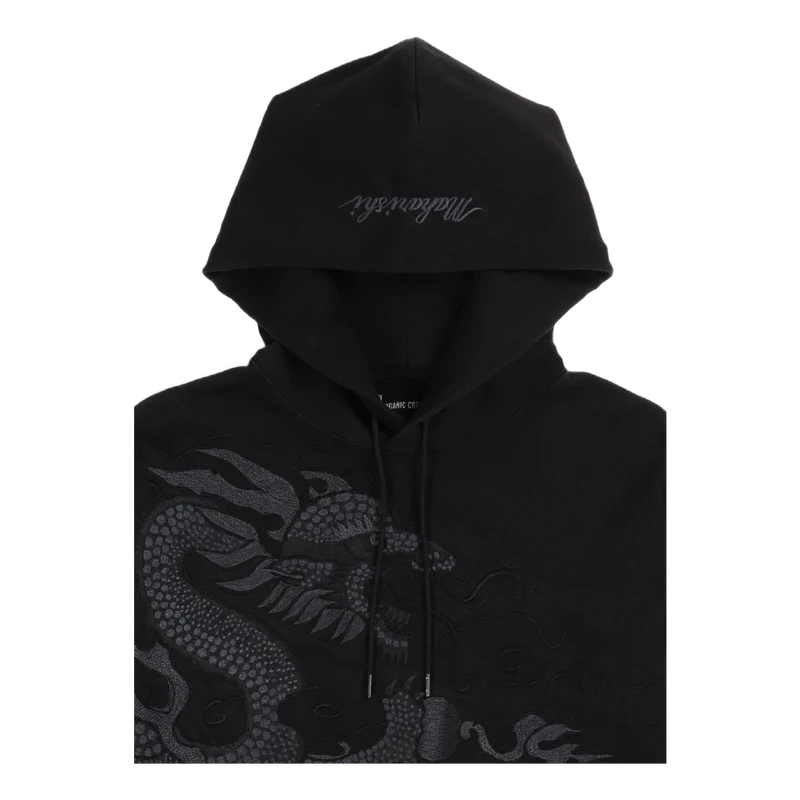 Tibetan Dragon Hooded Sweat Wa Black