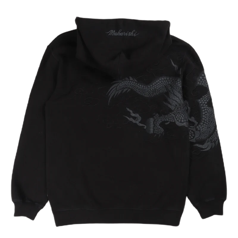 Tibetan Dragon Hooded Sweat Wa Black