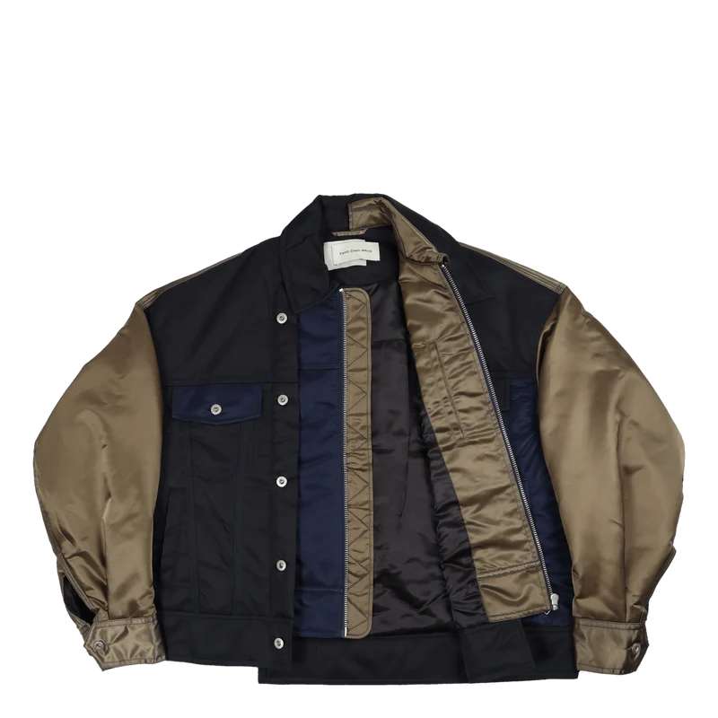 Deconstructed Nylon Panelled J Kahki/black/navy