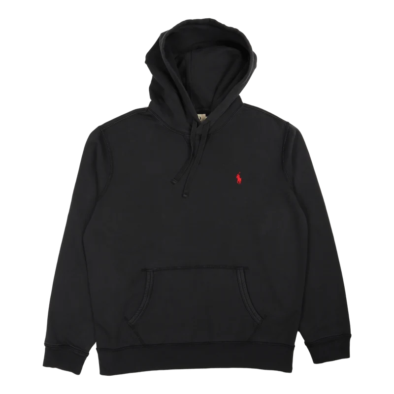 Garment-Dyed Fleece Hoodie Polo Black