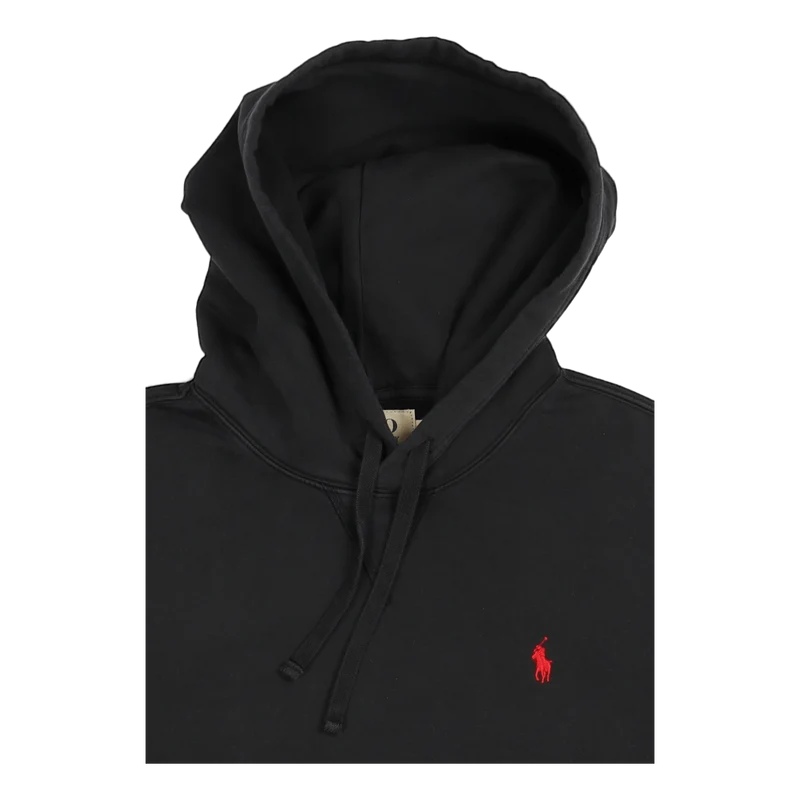 Garment-Dyed Fleece Hoodie Polo Black