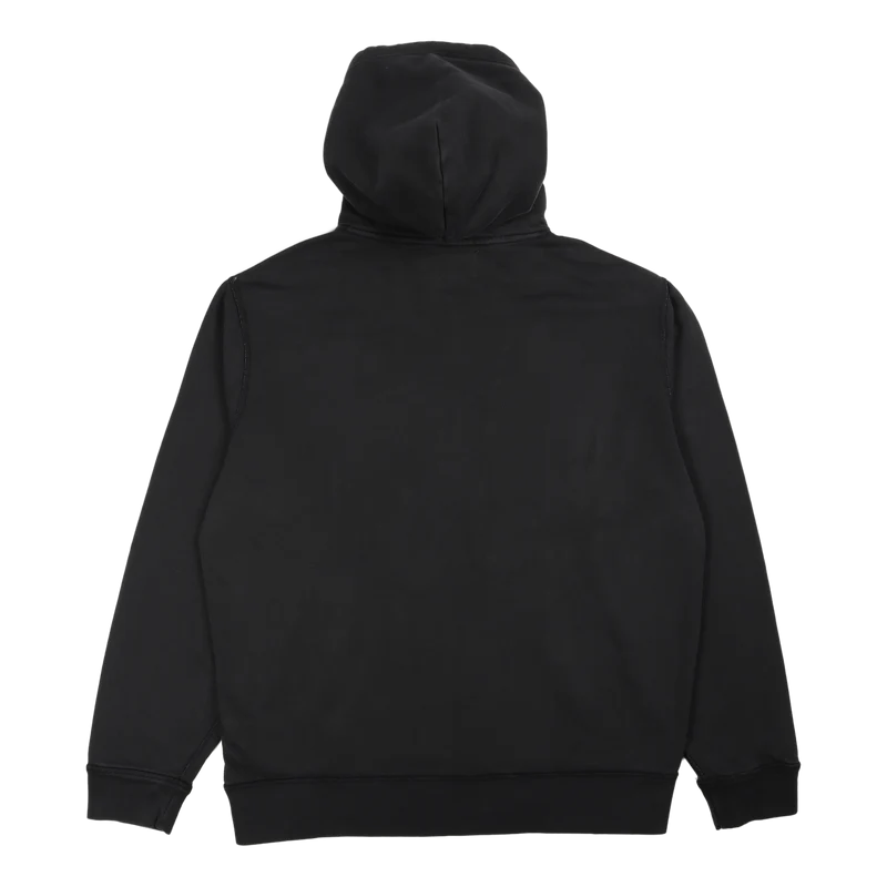 Garment-Dyed Fleece Hoodie Polo Black